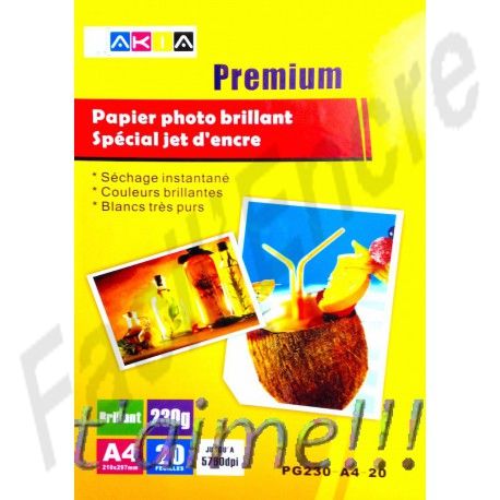 Papier Photo Glossy A4 210g / 20 feuilles