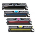 FG Encre Cartouche de Toner Compatible pour HP C9700A + C9701A + C9702A + C9703A Lot de 4