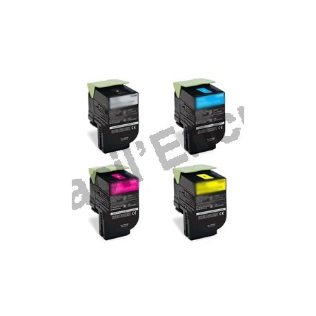 LEXMARK 702H BK/C/M/Y Lot de 4 Cartouches Toners Lasers Compatibles