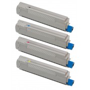 OKI C8600 BK/C/M/Y Lot de 4 Cartouches Toners Lasers Compatibles