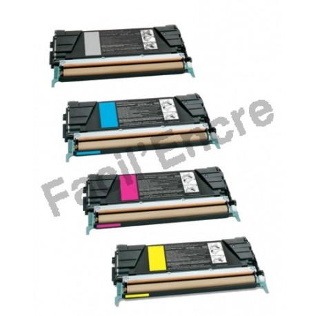 Lexmark X746 Lot de 4 Toners Lasers Compatibles