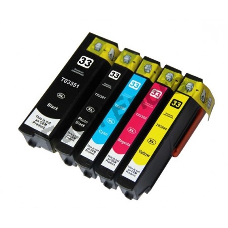 EPSON T3351+T3361+T3362+T3363+T3364 Lot de 5 Cartouches Haute Capacité Compatibles