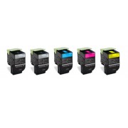 LEXMARK CX310 / CX410 / CX510 BK/C/M/Y Lot de 5 Cartouches Toners Lasers Hautes Capacités Compatibles