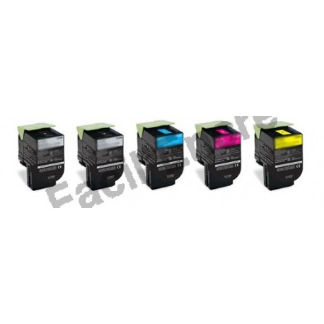 LEXMARK CX310 / CX410 / CX510 BK/C/M/Y Lot de 5 Cartouches Toners Lasers Hautes Capacités Compatibles
