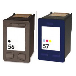 FGE Pack de 2 Cartouches d'encre compatibles pour HP Pack 56 57