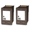 FGE Pack de 2 Cartouches d'encre compatibles pour HP 56 Noir