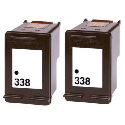 FGE Pack de 2 Cartouches d'encre compatibles pour HP 338 Noir