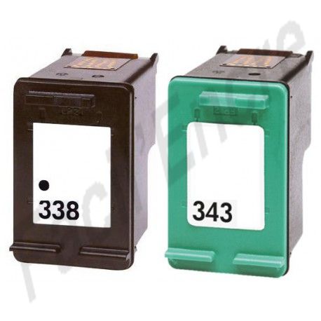 HP Pack N°338 + N°343 Cartouches Compatibles