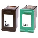 FGE Pack de 2 Cartouches d'encre compatibles pour HP 338 343