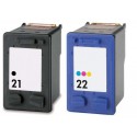 FGE Pack de 2 Cartouches d'encre compatibles pour HP 21 22