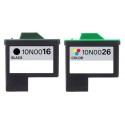 FGE Pack de 2 Cartouches d'encre compatibles pour LEXMARK 16 26