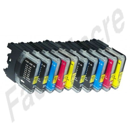 BROTHER Pack de 10 Cartouches compatibles LC980 / LC1100