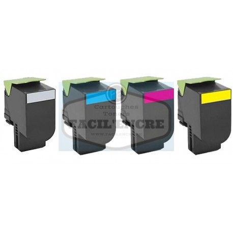 FG Encre Pack de 4 Toners Hautes Capacités compatibles pour Lexmark CS510