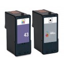 FGE Pack de 2 Cartouches d'encre compatibles pour LEXMARK 43XL 44XL