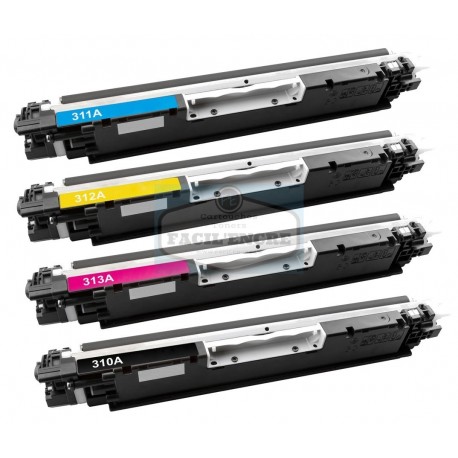 Grossist’Encre Cartouche Lot de 4 Cartouches Toners Lasers Compatibles pour HP CE310A + CE311A + CE312A + CE313A