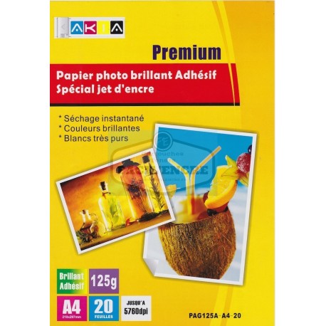 Grossist’Encre Papier Photo Brillant Adhésif A4 20 Feuilles