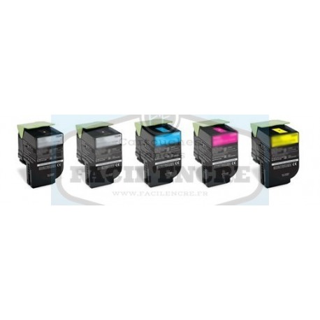 Grossist’Encre Lot de 5 Cartouches Toners Hautes Capacités Compatibles pour LEXMARK CX310 / CX410 / CX510 BK/C/M/Y