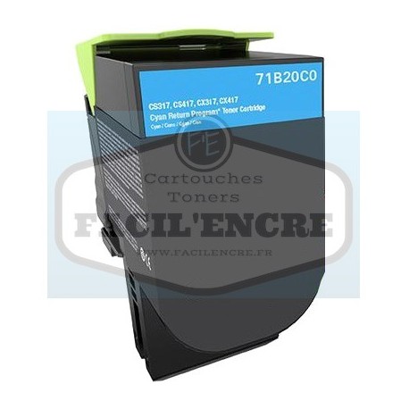 FG ENCRE Cartouche Toner Remanufacturé pour LEXMARK CS317 / CX317 / CX417 / CS417 / CX517 / CS517 Cyan 2 300 pages