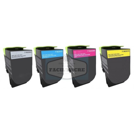 FG ENCRE Pack de 4 Cartouches Remanufacturées pour LEXMARK CS317 / CX317 / CX417 / CS417 / CX517 / CS517 