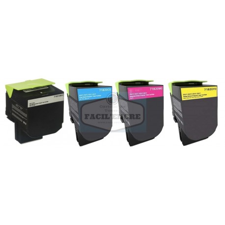 FG Encre Pack de 4 Cartouches Toner Remplaces LEXMARK CS417dn /CS517de / CX417de / CX517de Haute Capacité