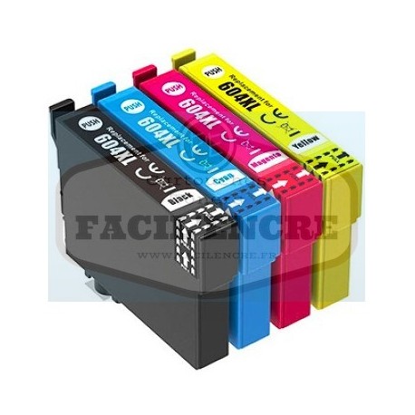 FGE Pack de 4 cartouches compatible pour Epson 604 XL