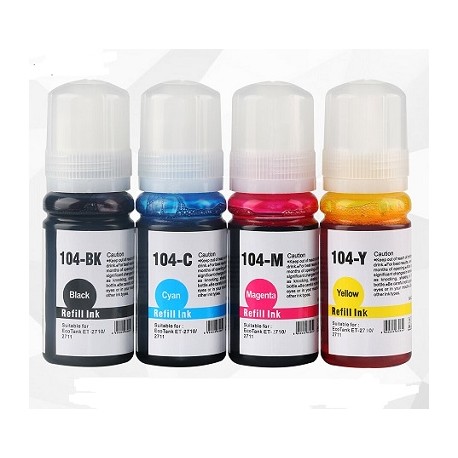 FG ENCRE Bouteille Noir Compatible pour Epson Ecotank 104 pour ET2710 2711 2714 2715 2720 2726 4700 1810 2810 2811 2812