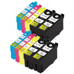 FGE Pack de 10 Cartouches d'encre compatibles pour EPSON Pack T1301/T1302/ T1303/T1304